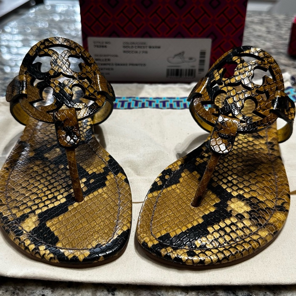 NWT Tory Burch Snake Printed Miller Sandal